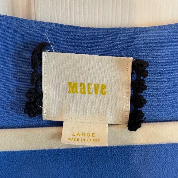 Maeve Anthropologie Blue V-Neck Utility Dress, Size L - Picture 3 of 16